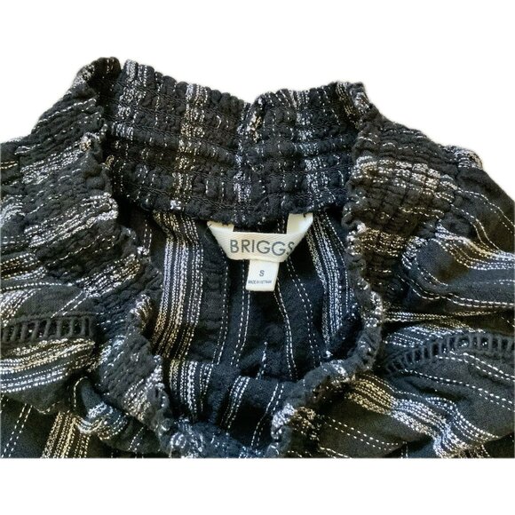 Briggs Women’s Shorts Black Striped Linen/Rayon Blend Elastic Waist Size S Boho - Picture 5 of 11